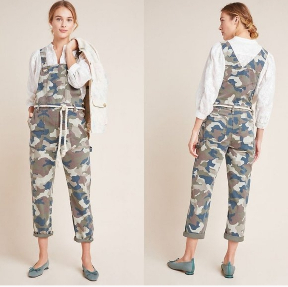Anthropologie Carter Camo Utility Overalls Urban Streetwear Cotton 10